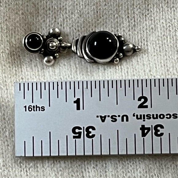 Vintage Sterling Silver Black Onyx Dangle Post Back Single Earring 80’s 90’s - Picture 8 of 8